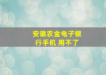 安徽农金电子银行手机 用不了